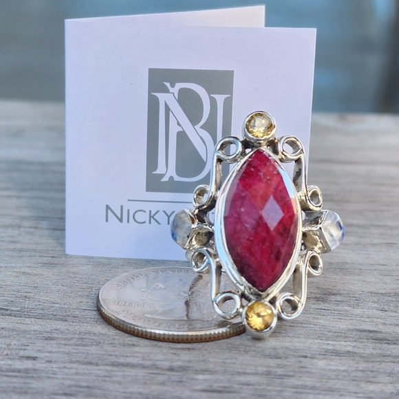 Nicky Butler RAJ Collection Ruby Citrine 925 Sterling Silver Ring Limited NWT ❤️ - Picture 1 of 14